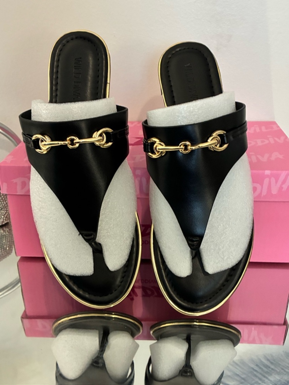 Black Horsebit Thong Sandals | Chic Minimal Flat Sandals Everyday Luxury Slides